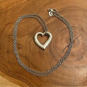 RETIRED James Avery Freeform Heart Necklace with 15.5” Chain, Sterling Silver